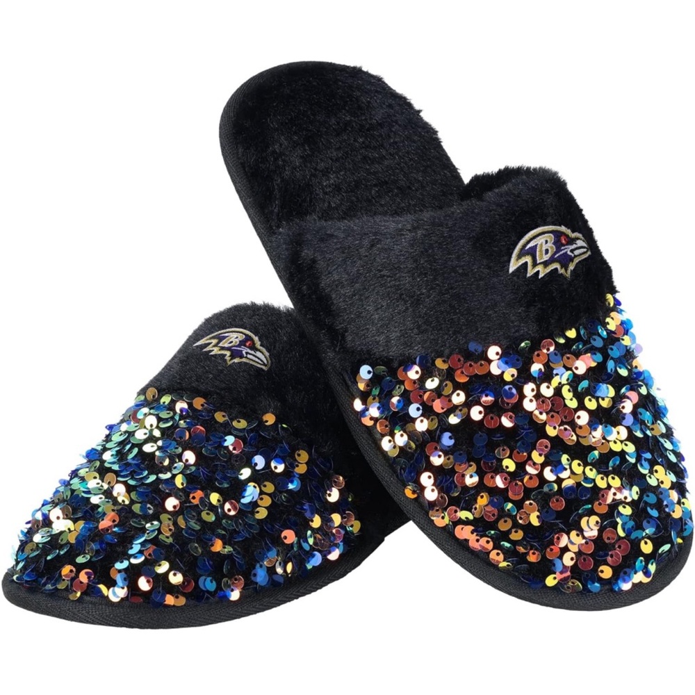 FOCO Baltimore Ravens🐦‍⬛Sequin🪩Slipper🥿Womens 👱🏽‍♀️Sz Med (7-8)